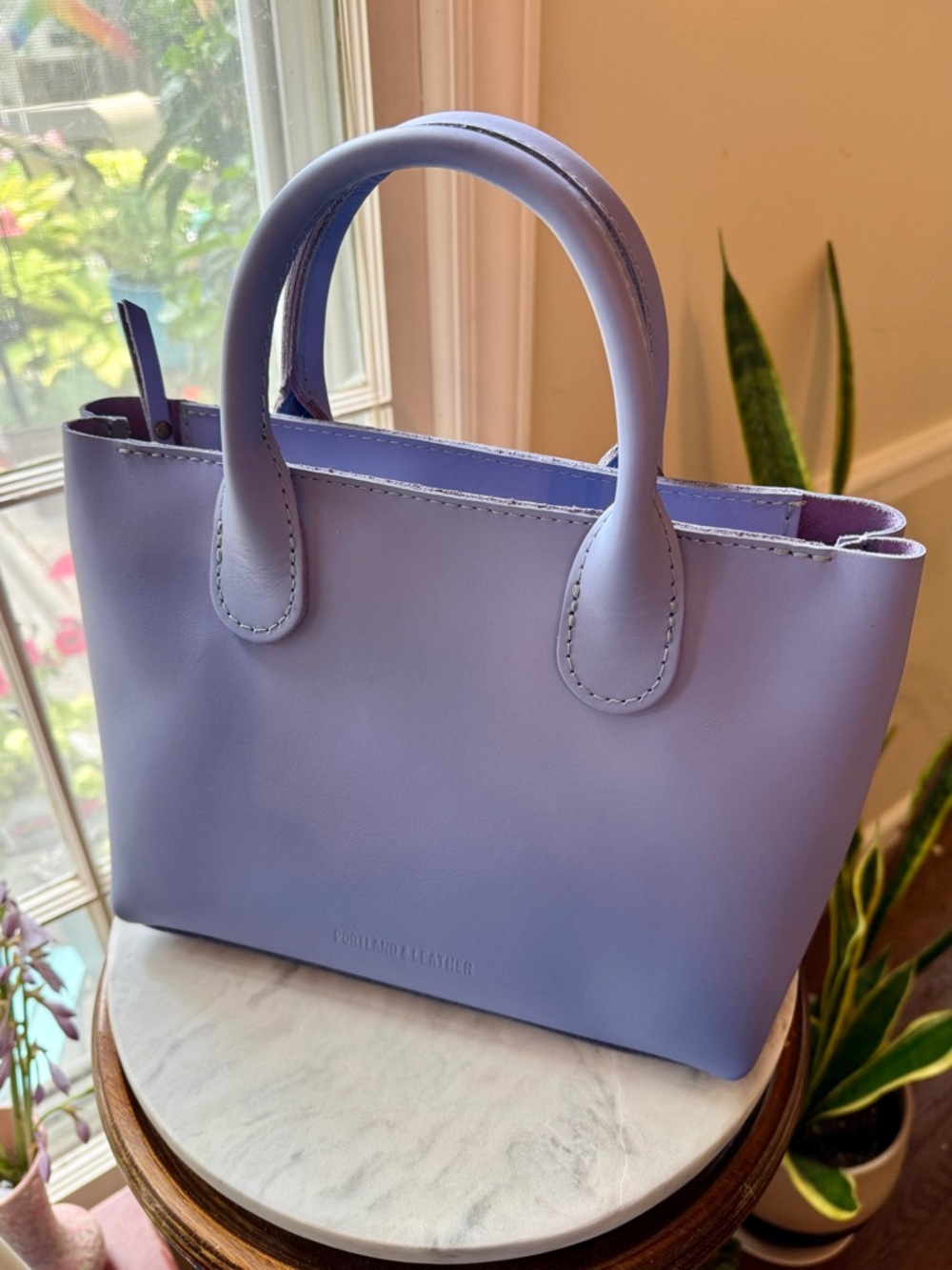 Portland Leather Perwinkle Purse Large Raindrop/Rainstorm Zip - Picture 3 of 7